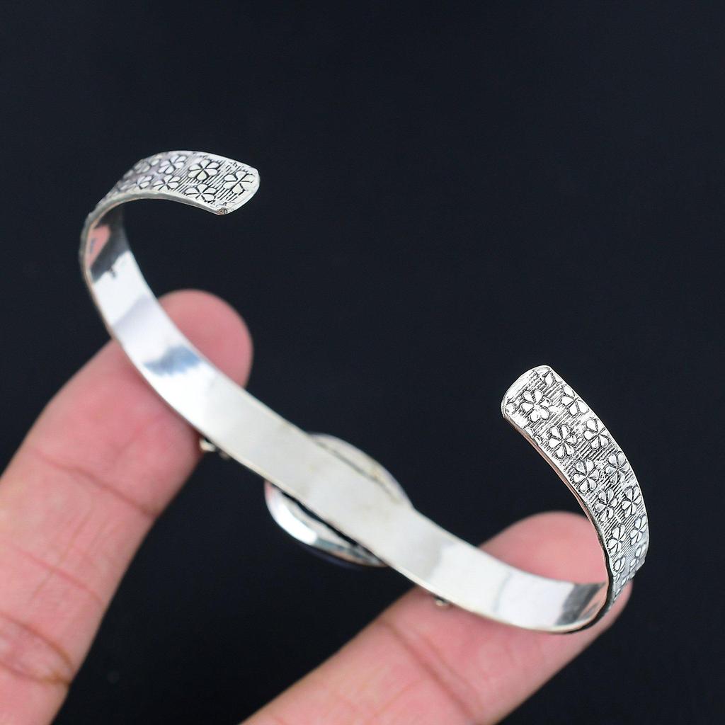 Birthday Gift For Her Natural Owyhee Blue Opal Bangle Adjustable 925 Silver