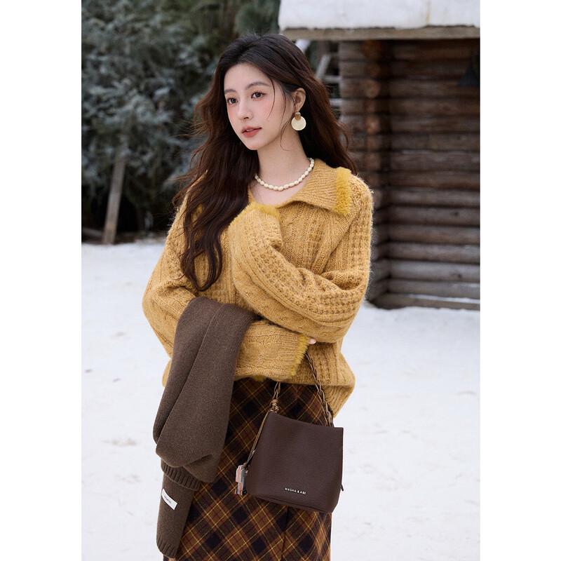 Mixiu Women's Faux Mink Cable Knit Cardigan