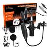 STUDIO&STREAMING MICROPHONE - Professional condenser microphone set (silver mesh) for streaming and studio recordings