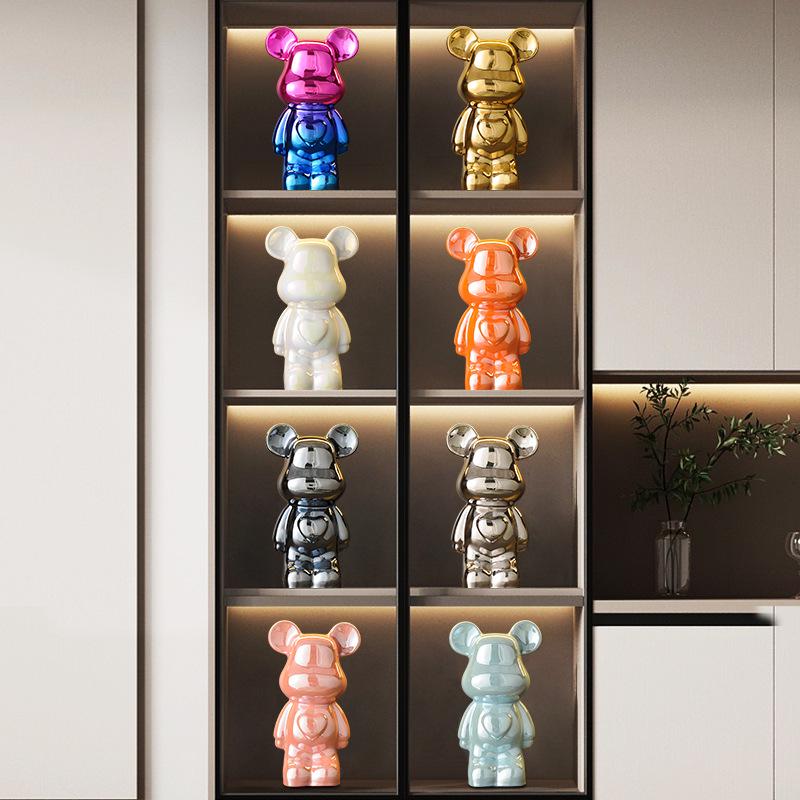 Eleganter Keramikbär TV-Schrank & Weinregal mit dekorativen Ornamenten für stilvolles Wohnzimmer