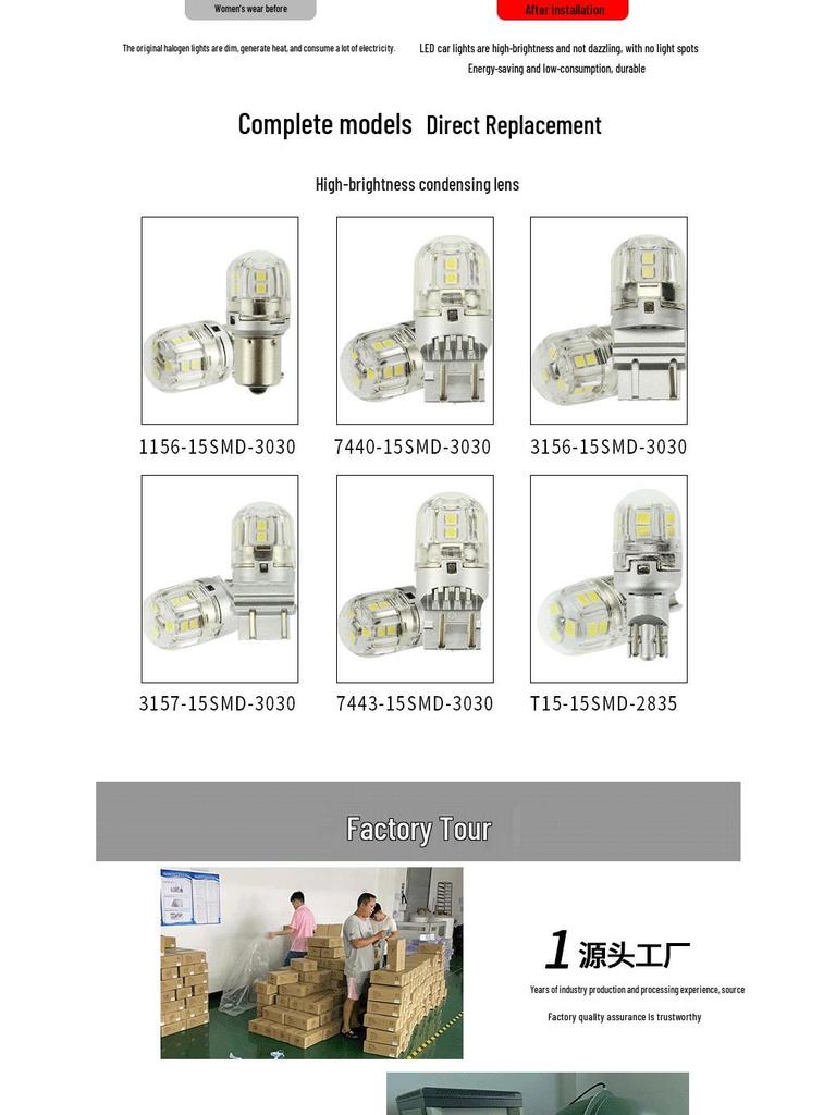 1157 P21W5W BAY15D Bec LED Auto Frână Ultra-Luminoasă Compatibil 3157/7443