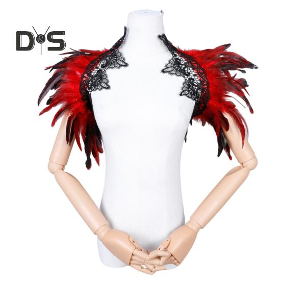 

Женская шаль с павлиньими перьями, шарф, накидка, готический костюм, винтажная накидка ручной работы с регулируемым завязкой 80 cm красный