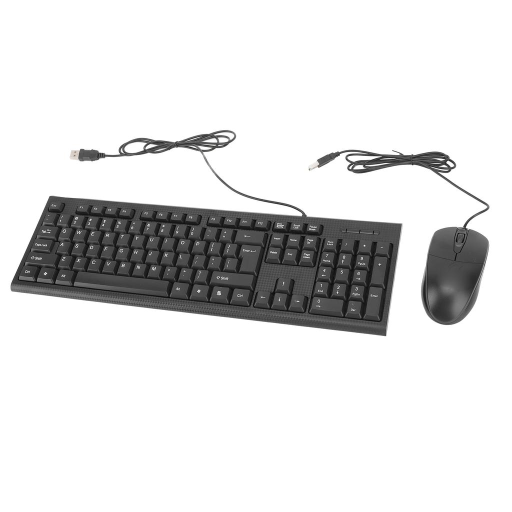 Keyboard and Mouse Combo Black Waterproof 104 Keys Anti Slip USB Wired Connection Keyboard Mouse Set for Gaming Office