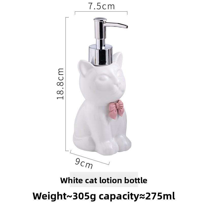 Modern Black White Cat and Dog Ceramic Lotion Bottle Home Disinfectant Refill Bottle Bathroom Accessory 3D Animal Soap Dispenser