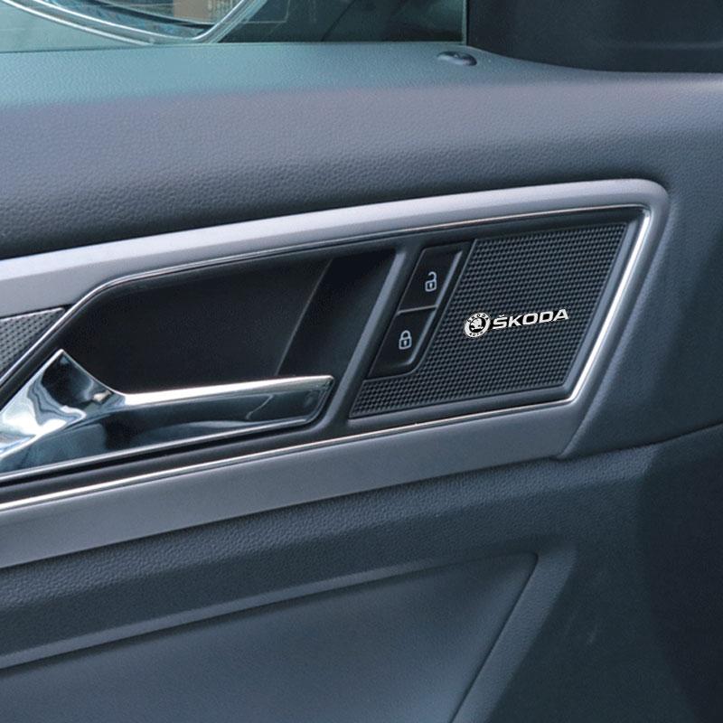 2/4Pcs 3D Aluminum Car Audio Speaker Decorate Badge Sticker For Skoda Octavia Fabia A7 Kamiq Kapoq Kodiaq Rapid SCALA Superb Yeti Derivati