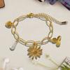 Stylish Multi Charm Bracelet Multi Pendant Bracelet with Flower and Heart Details Elegant Wrist Chain Jewelry