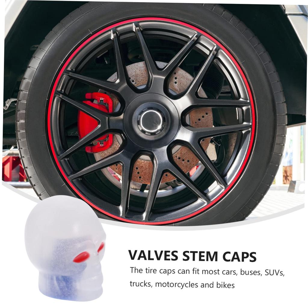 Anneome 4 Pcs Light Up Tire Pneumatic Caps Dust Caps Car Truck Motorcycle Skull Design