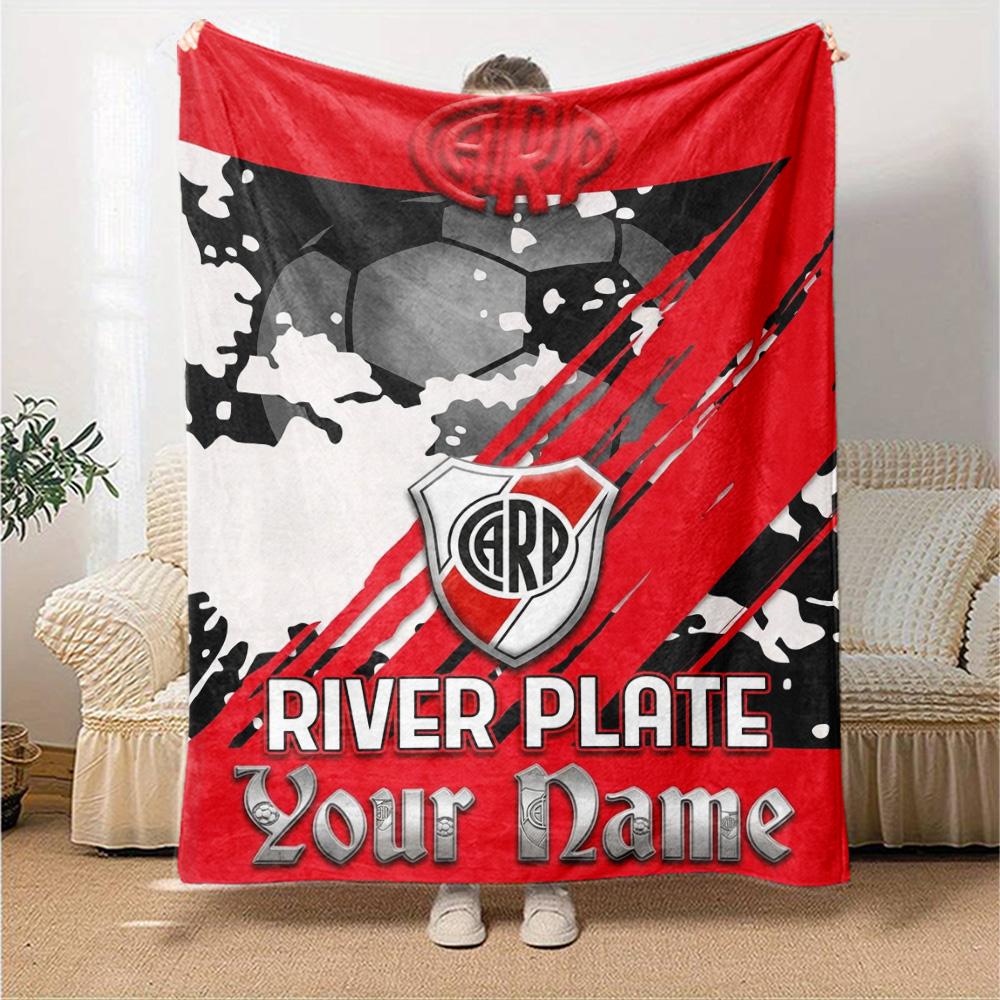 Name Custom River Plate Logo Print Flannel Blanket High Quality Warm Comfortable Cover for All Seasons Perfect for Gifts Home Decor