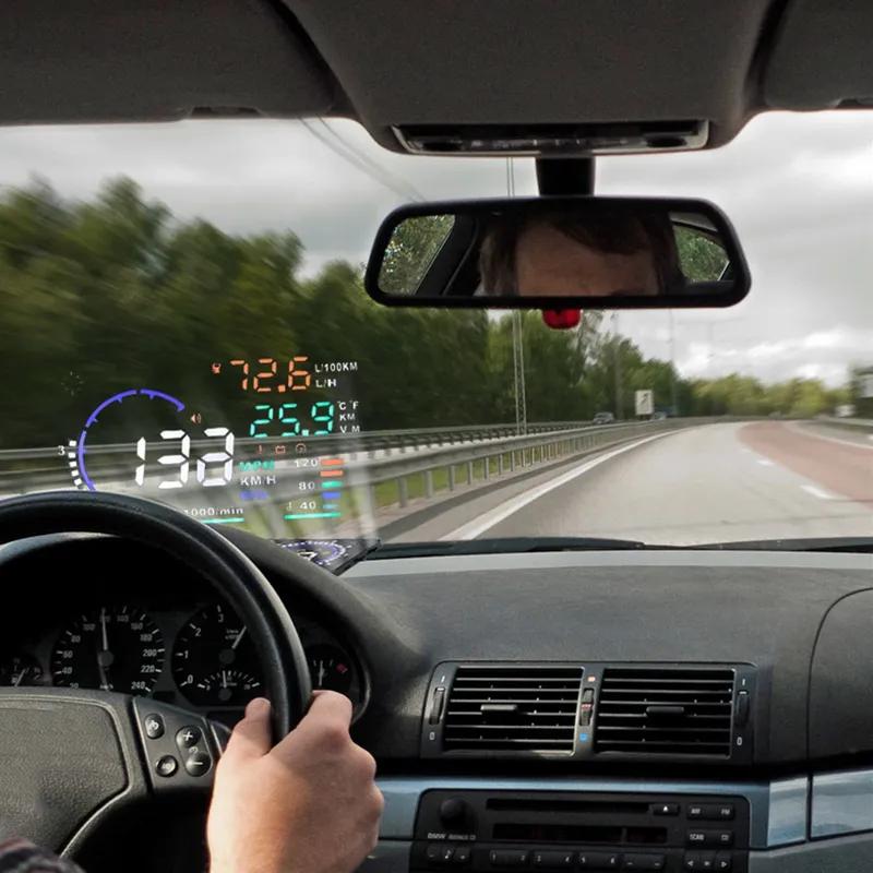 OBD2 for HUD Car Head Up Display Digital Speedometer Windshield Speed Projector Speeding Water Temp RPM Alarm Fuel Consumption