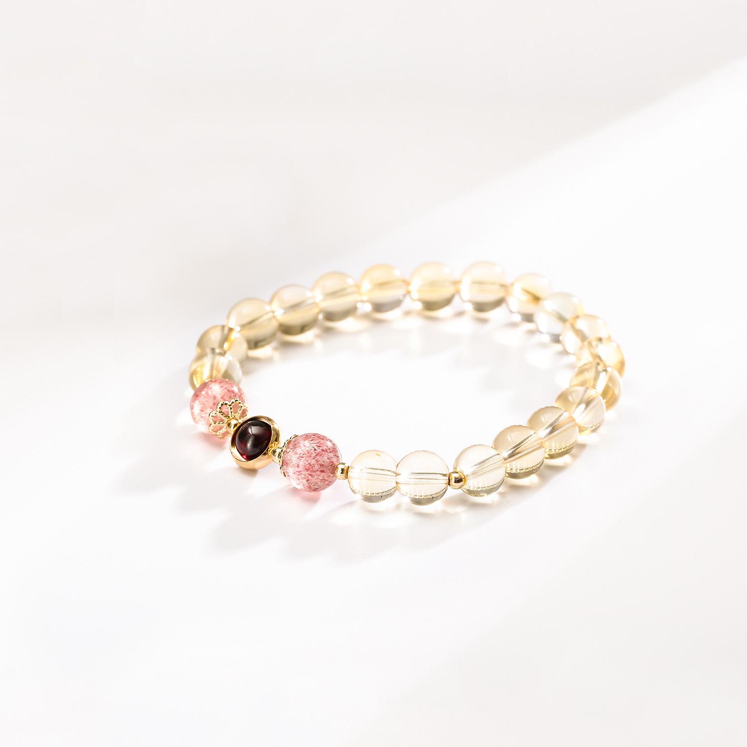 

Минималистичный женский браслет из бусин с цитрином 16-17 cm