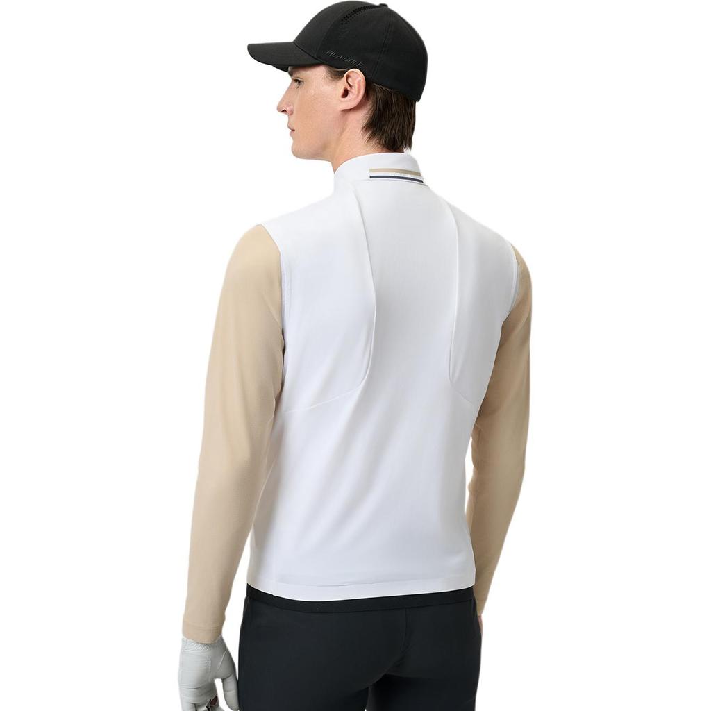 FILA Golf Series SS25 Comfortable Sports Sun Protection Stand Collar Vest Men Vests Jade-White A11M525501F-WT