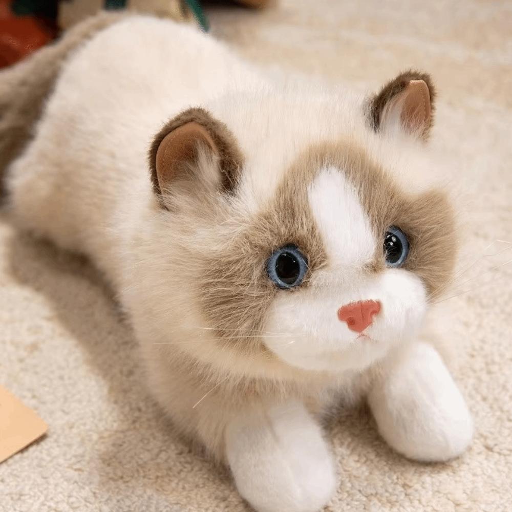 Fluffy Stuffed Cat Doll Ragdoll Cat Simulated Kitten Model Birthday Gifts Plush Cat Doll Girls
