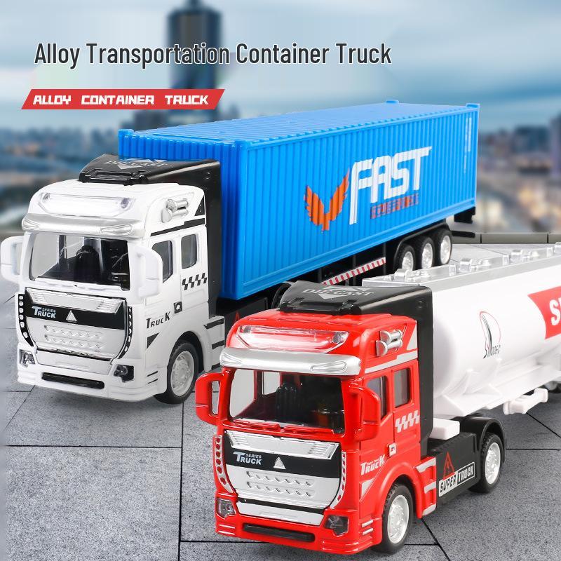Alloy Big Truck Toy Car: Children's Model Trailer & Container Set