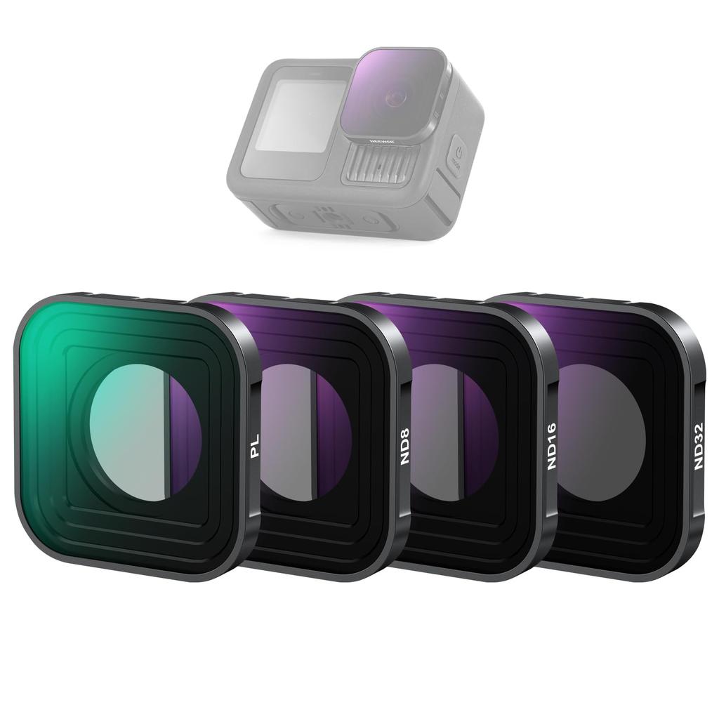 NEEWER PL ND Filter Set 4 Pieces Plastic HD Optical Glass Ultra Thin Lens Filter Neutral Density Filter Polarizing Filter Action Camera Filter Lens