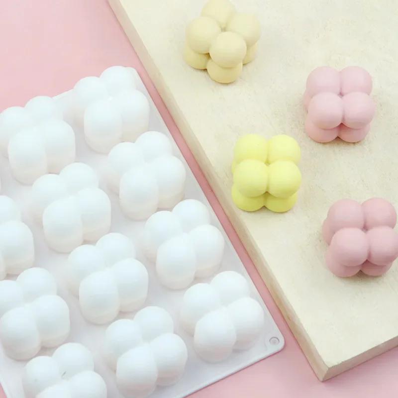3D 12 Cavity Small Cube Candle Mold Mousse Cake Mold Baking Silicone Cake Mold DIY Handmade Soap Candle Making Craft Supplies