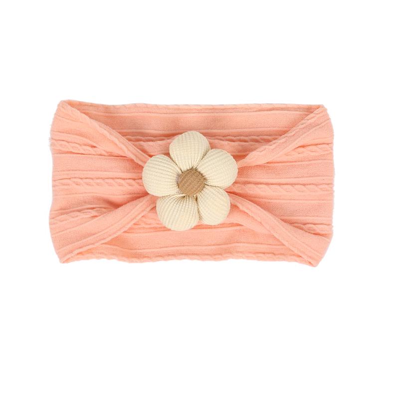 Children's Nylon Headband with Handmade Flowers - Wide, High Elasticity, Soft Jacquard Fabric