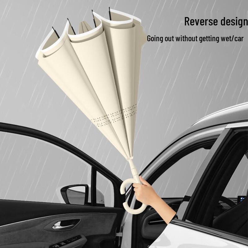 Shouli Ares Automatischer umkehrbarer C-Griff Doppellagiger reflektierender Regenschirm