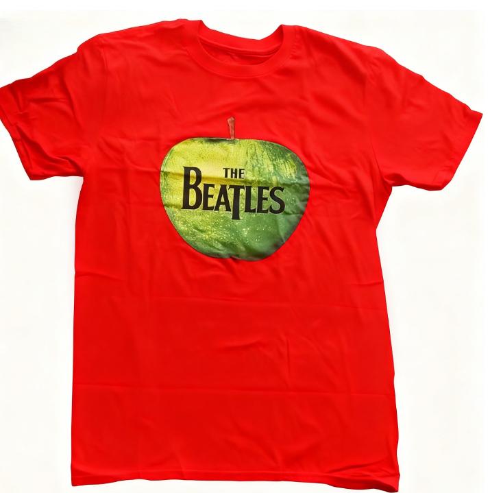 Black Beatles Apple Logo Lizenziert T-shirt, Herren Fashion Print Short-sleeved, Comfortable for Both Men and Women, Pure Cotton