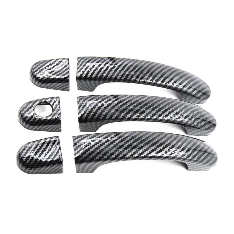 Koolstofvezel Of Glanzend Zwart Buitendeurhandvat Cover Set Voor VW Transporter T5 T6 Caddy 2003 - 2009