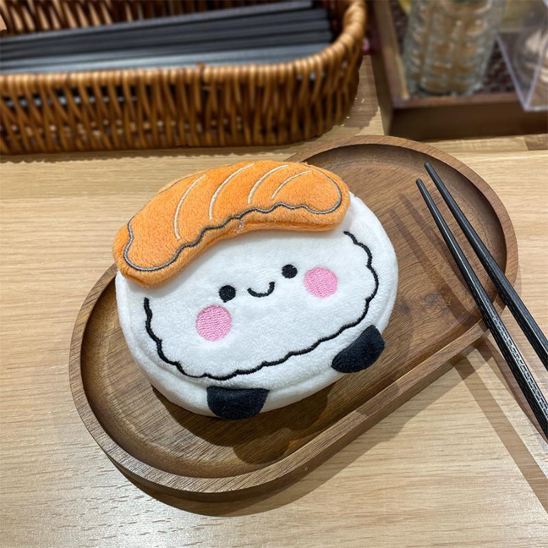 Cute Cartoon Salmon Sushi Sweet Shrimp Plush Coin Purse Creativity Earphone Bag Multi-Functional Zero Wallet Storage Bag Gift