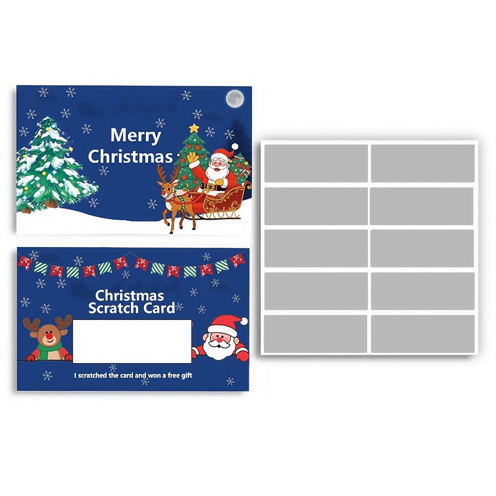 50Pcs/Set DIY Christmas Scratch Off Cards Cartoon Self-Scratchable Surprise Raffle Cards Creative Write‑In Party Gift Vouchers