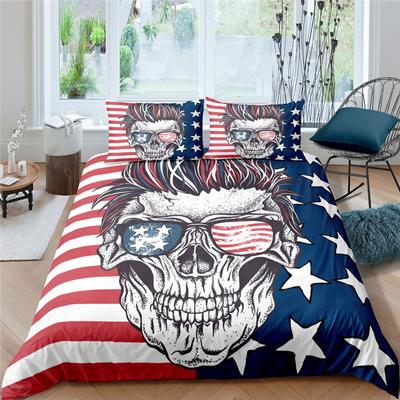 Totenkopf Bettbezug Set 3D Druck Luxus Totenkopf King Queen Größe Bettdeckenbezug für Kind Jungen Mädchen Polyester Bettwäscheset Horror Thema