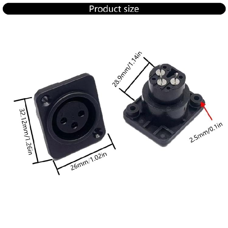 Tool Less 3Pin XLR Adapter Straight Terminal Panel Mount Connector ABS Alloy For Mobile Auditory Applications