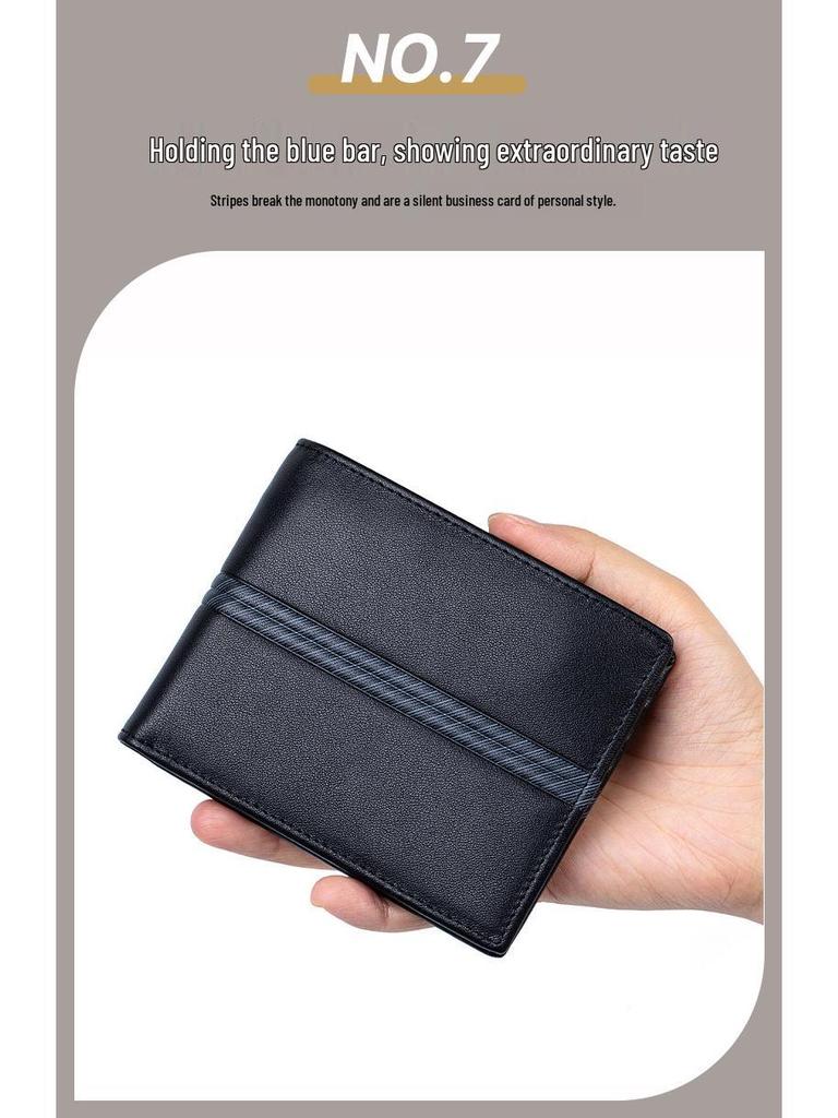 Herren Top Layer Rindsleder Gestreifte Brieftasche - Perfektes Geschenk für Vater, Ehemann oder Freund zum Geburtstag