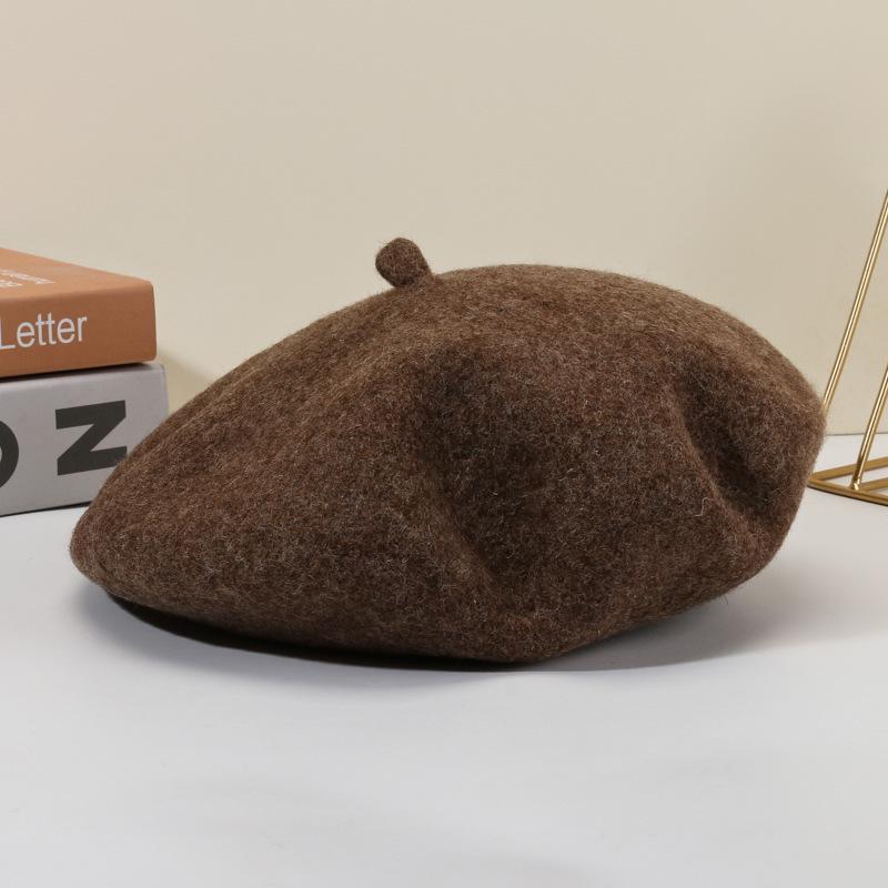 Beret Wool Knit Autumn Winter Vintage Womens Casual Outing Warm Comfortable
