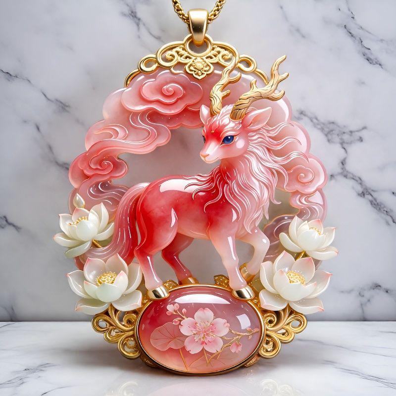Chinese Mythology Nine-tailed Fox Enamel Pendant Necklace Fashion Minimalist Jewelry for Women Valentine's Day Gift for Her
