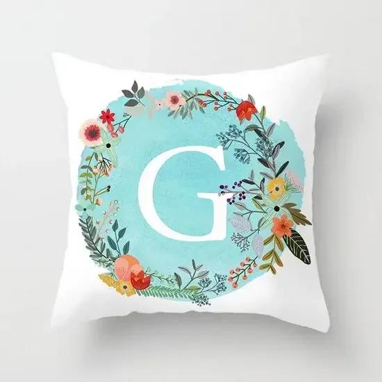 A-Z Letter Cushion Cover Blue Floral   Soft Throw Pillow Cover Decorative Sofa Pillow Case Pillowcase