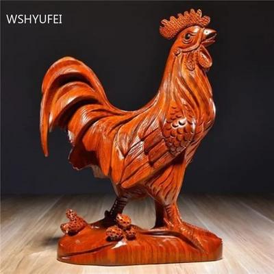 Chinesische Massivholz Großer Hahn Skulptur Ornamente Feng Shui Handwerk Dekor Wohnzimmer TV-Schrank Desktop Dekorationen Geschenke machen