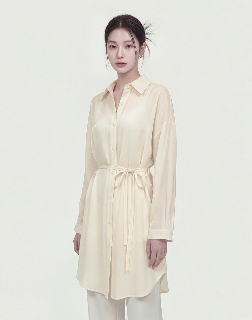 GIEMAR Collar Half Dress Ivory