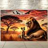 1 Stück Afrikanische Savanne Sonnenuntergang Löwenfamilie Wandteppich perfekt für Wohnzimmer Schlafzimmer Büro und Außendekoration