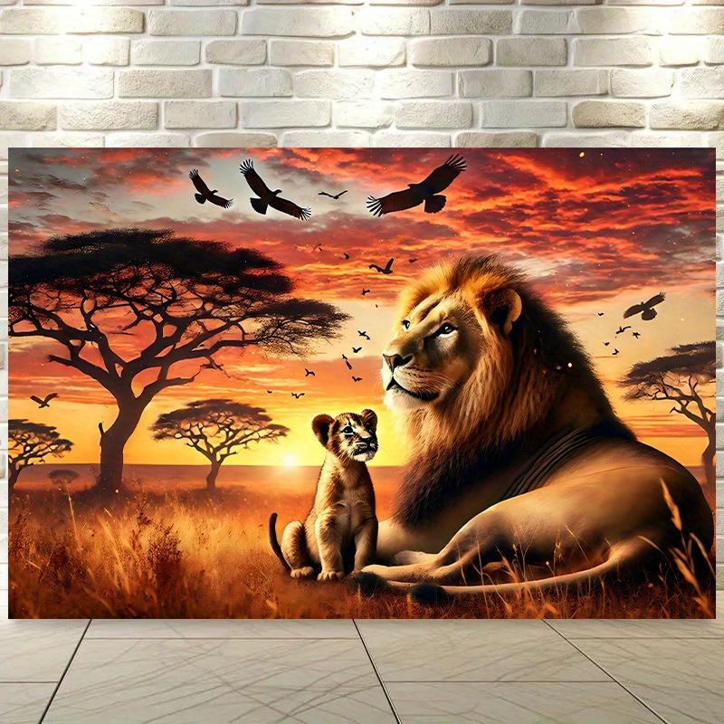 1 Piece African Savannah Sunset Lion Family Wall Tapestry, Perfect for Living Room, Bedroom, Office and Outdoor Decorati