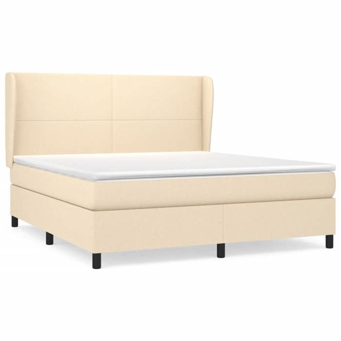 3127826 vidaXL Lit à sommier tapissier avec matelas Crème 180x200 cm Tissu
