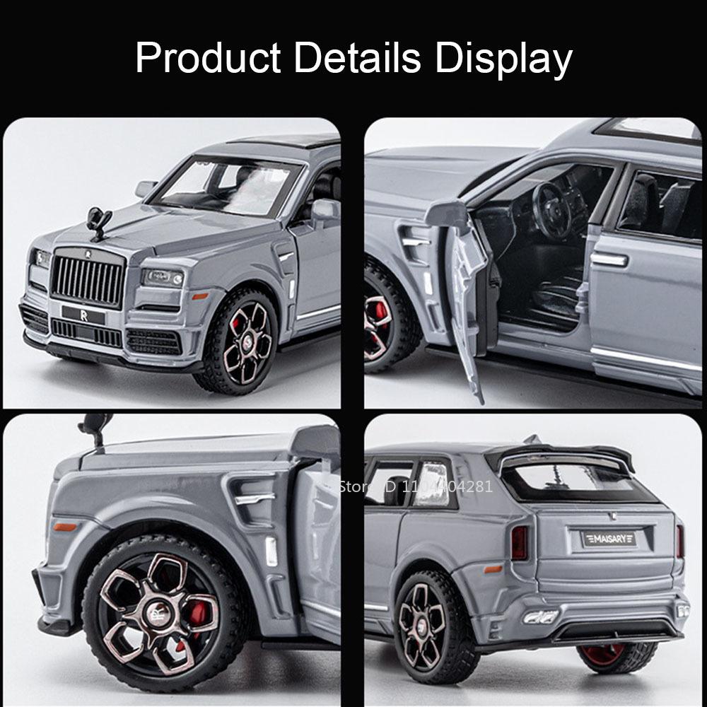 1:36 Rolls-royce Cullinan 911 Legierung Miniaturmodell Diecast Spielzeugauto Türen geöffnet Sound Licht Rückzugsfahrzeuge Autos Dekorationen