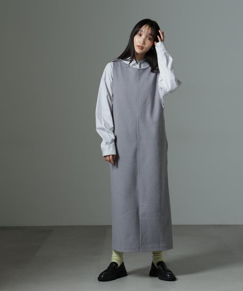 Nano Universe Crew Neck Jumper Size F Women's 2-Way Skirt, Gray, 020, 673-4219342