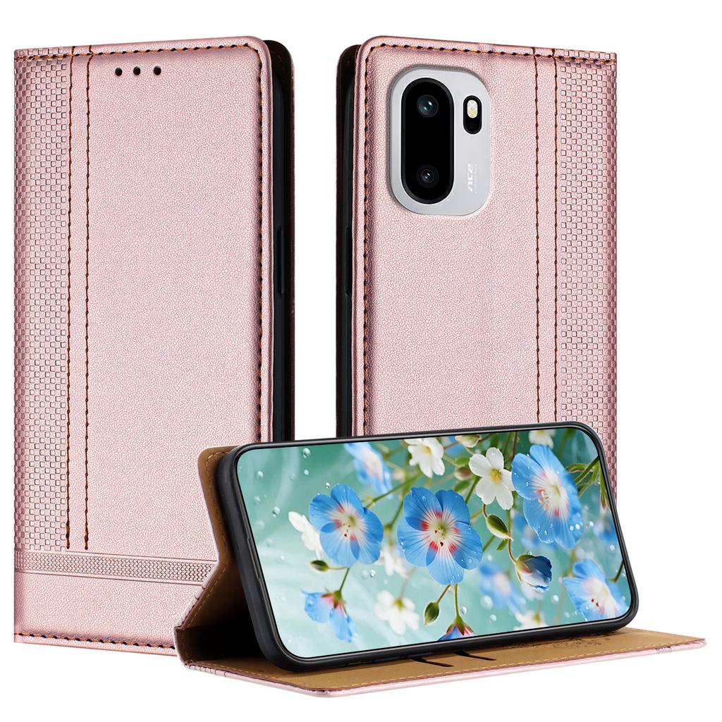 For OnePlus 15R 5G/Ace 6T 5G/Ace 6 5G Case L-Shaped Grid Pattern Leather Stand Phone Cover with Card Slots