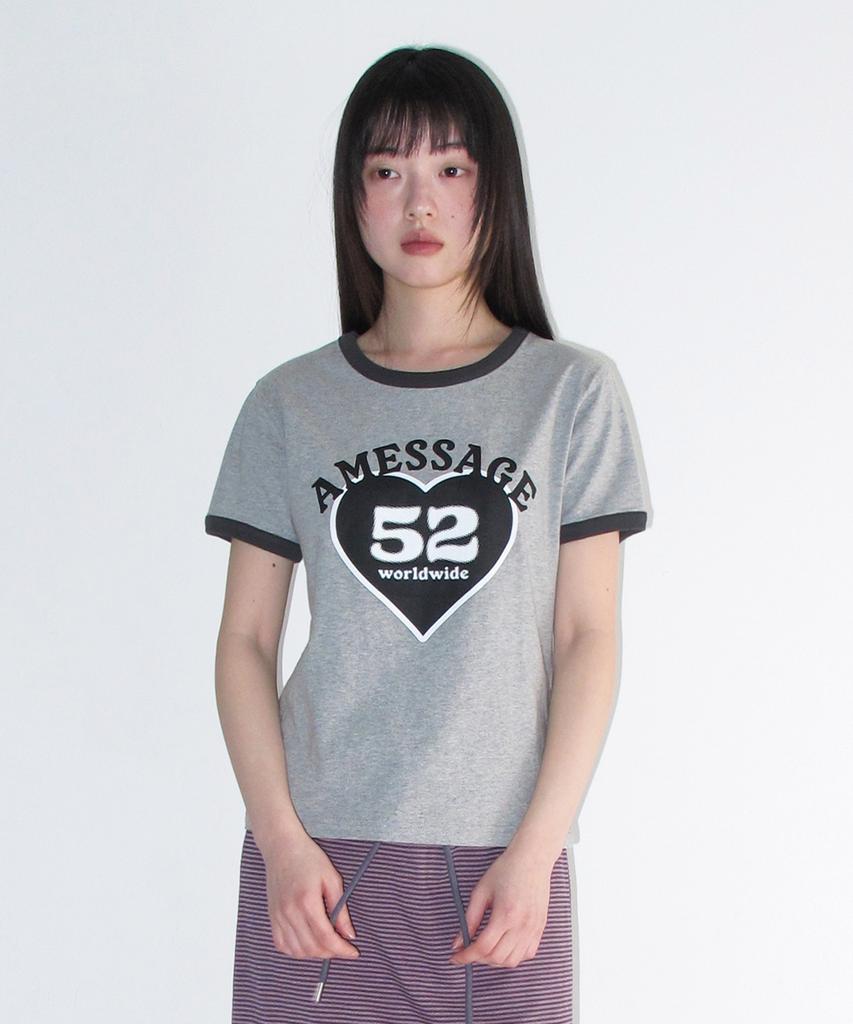 AMES-WORLDWIDE 52 Heart Ringer Crop Tee Gray