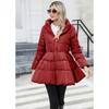 Winter Women's Quilted Trench Coat, Stand Collar Slim Fit Cotton Coat with A-Line Hem, Thick Waist-Defining Parka for Cold Weather