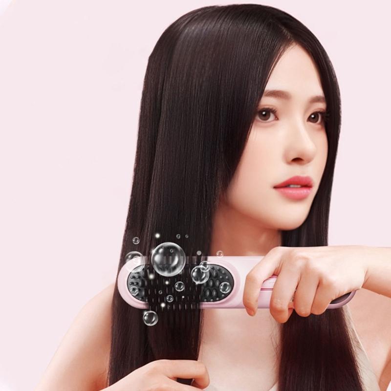 Small Travel Friendly Straightening Brush With MCH Ceramic Heating Technology And USB C Charging