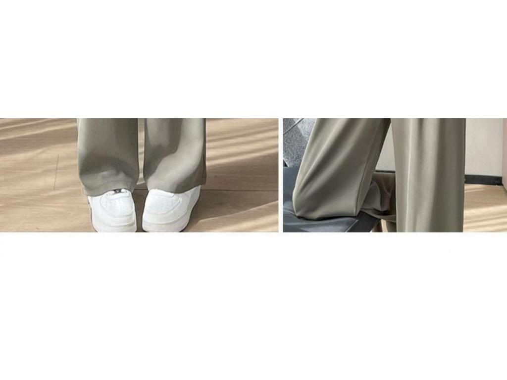Ice Silk High Waist Chiffon Wide Leg Pants - Women's Summer Korean Style