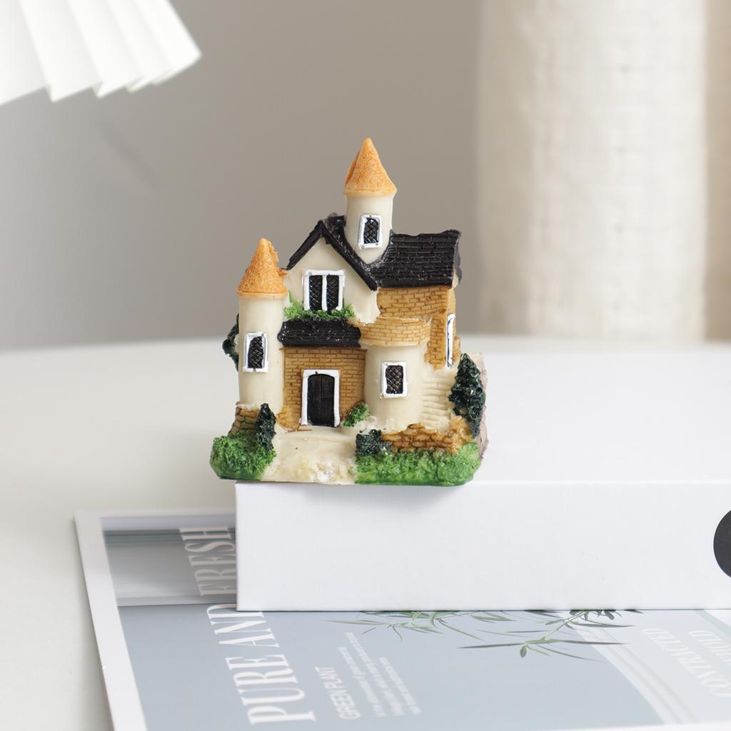 4pcs Miniature Fairy Garden Stone House, Resin Village House Fairy Garden Kits Figurines