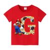 New 100%Polyester T-shirts for Children Cartoon English Letters Graphic T-shirt Boys Casual Short-sleeved Tops Kids Clothes