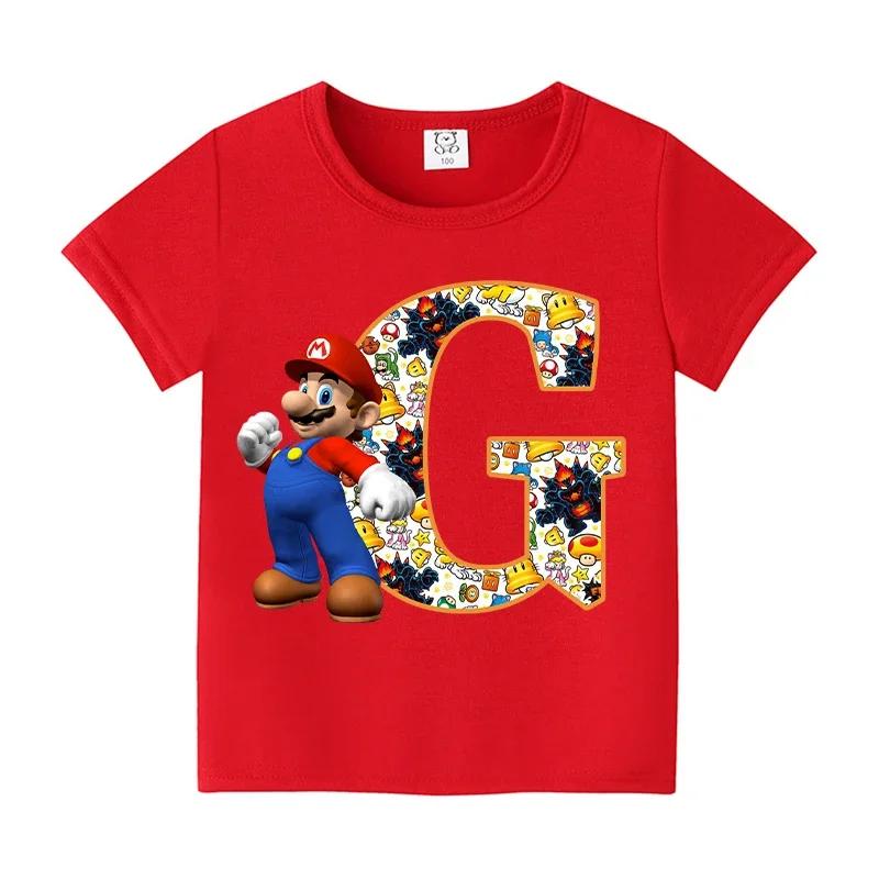 New 100%Polyester T-shirts for Children Cartoon English Letters Graphic T-shirt Boys Casual Short-sleeved Tops Kids Clothes