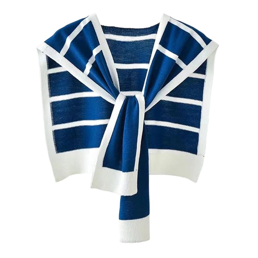 Knit Shawl Striped Fashion Trendy Chic Ladies Shoulder Wrap Stylish Black White Pattern Versatile Outerwear Elegant Accessory