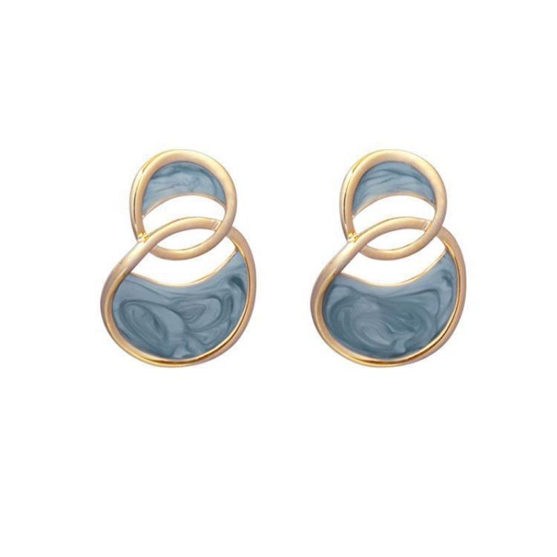 New women's summer sea blue travel earrings paired with high-end light luxury French design earring