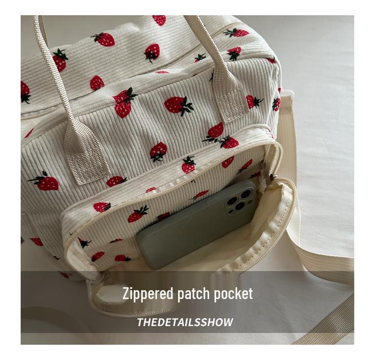 2025 Autumn Women's Retro Corduroy Strawberry Crossbody Bag