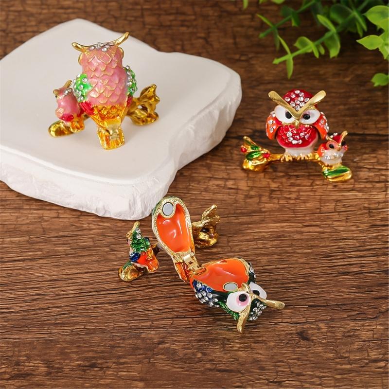 Stylish Owl Shaped Jewelry Organizers Compact Decorative Storage Box For Earrings Necklaces Rings